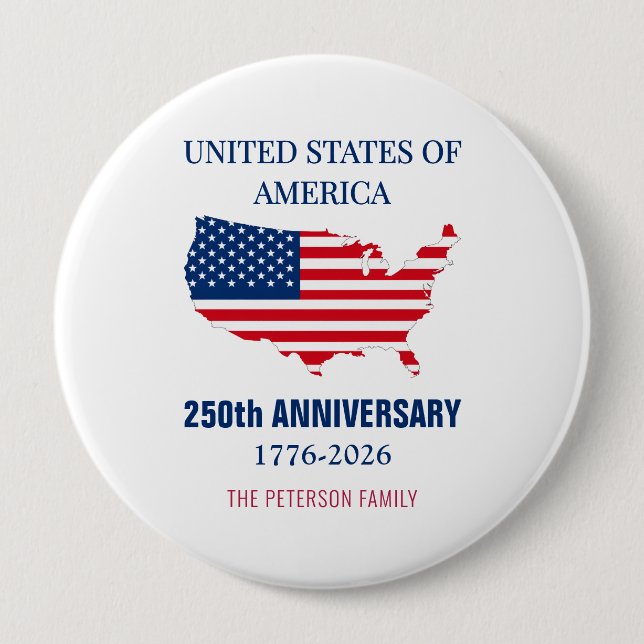 USA 250-årsjubileum Semiquincentennial Patriotisk Knapp (Framsida)
