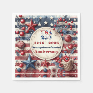 USA 250-årsjubileum Semiquincentennial Star Stripe Pappersservett