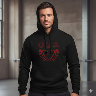 USA 250-årsjubileum Skelett Hjärtat 1776 Hoodie
