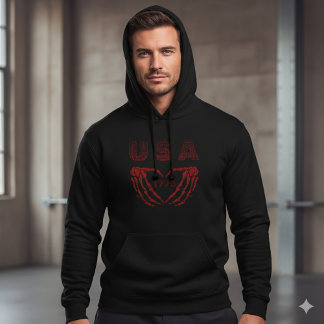USA 250-årsjubileum Skelett Hjärtat 1776 Hoodie