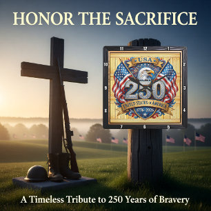 USA 250-årsjubileum Sköldörn Fyrkantig Klocka