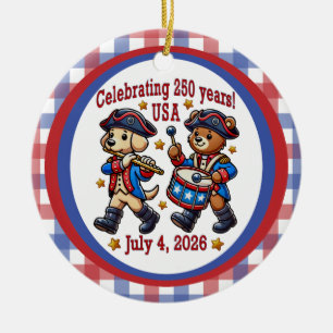 USA 250-årsjubileum Souvenir - Patriotic Julgransprydnad Keramik