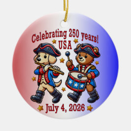 USA 250-årsjubileum Souvenir - Patriotic Julgransprydnad Keramik