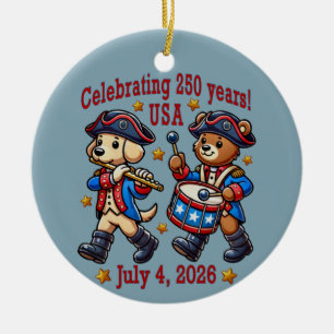 USA 250-årsjubileum Souvenir - Patriotic Julgransprydnad Keramik