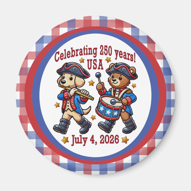 USA 250-årsjubileum Souvenir - Patriotic Magnet (Framsidan)