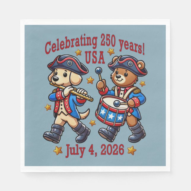 USA 250-årsjubileum Souvenir - Patriotic Pappersservett (Framsidan)