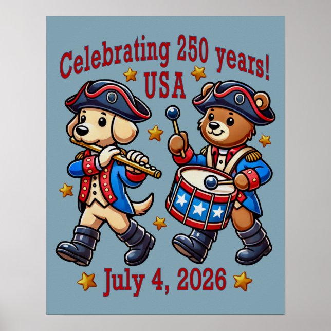 USA 250-årsjubileum Souvenir - Patriotic Poster (Framsidan)