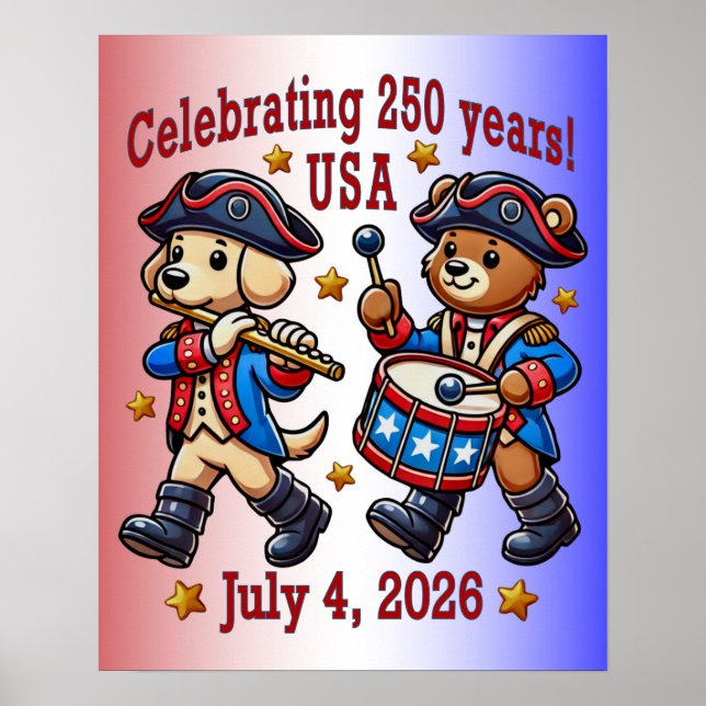 USA 250-årsjubileum Souvenir - Patriotic Poster (Framsidan)