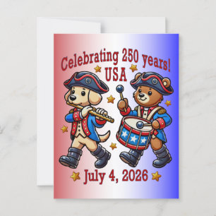 USA 250-årsjubileum Souvenir - Patriotic Vykort