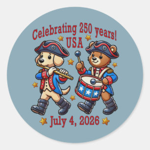 USA 250-årsjubileum Souvenir - Patriotisk Runt Klistermärke