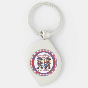 USA 250-årsjubileum Souvenir - Patriotisk Swirl Silverfärgad Nyckelring