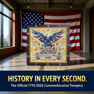 USA 250-årsjubileum Starburst Eagle Fyrkantig Klocka