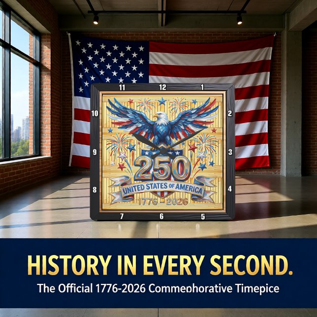 USA 250-årsjubileum Starburst Eagle Fyrkantig Klocka (Skapare uppladdad)