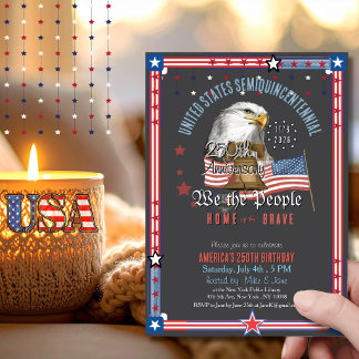 USA 250-årsjubileum Vi Folket  Örn & Klocka Inbjudningar