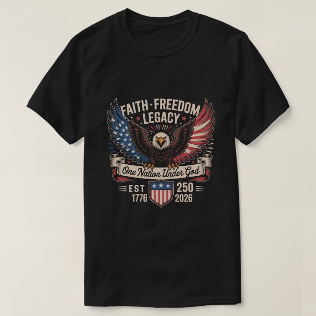 USA 250-årsjubileums T-shirt - Tro Frihet Arv (Design framsida)
