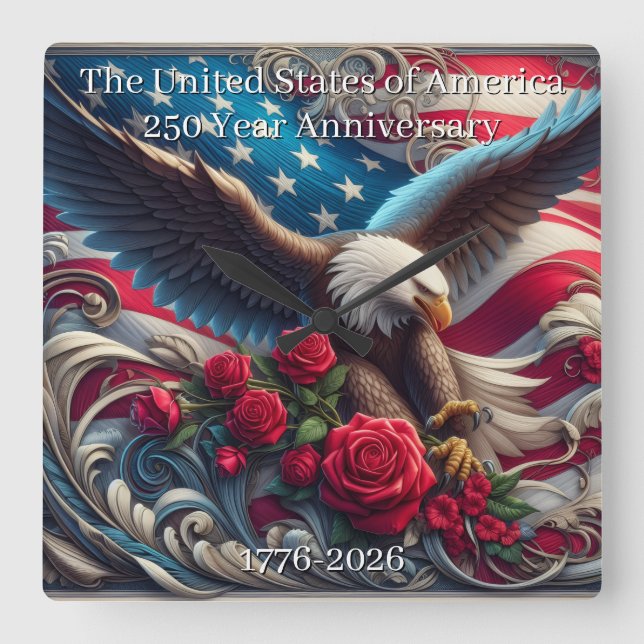 USA 250-årsjubileumssamlarobjekt Fyrkantig Klocka (Framsida)