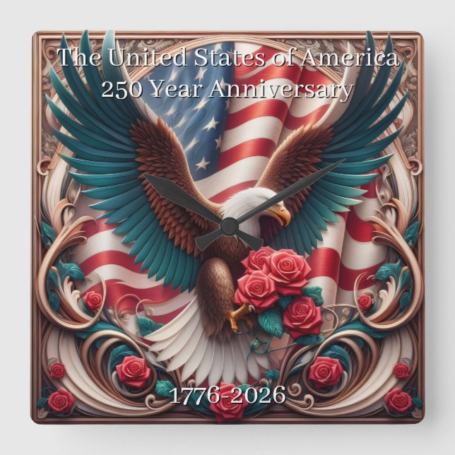 USA 250-årsjubileumssamlarobjekt Fyrkantig Klocka (Framsida)
