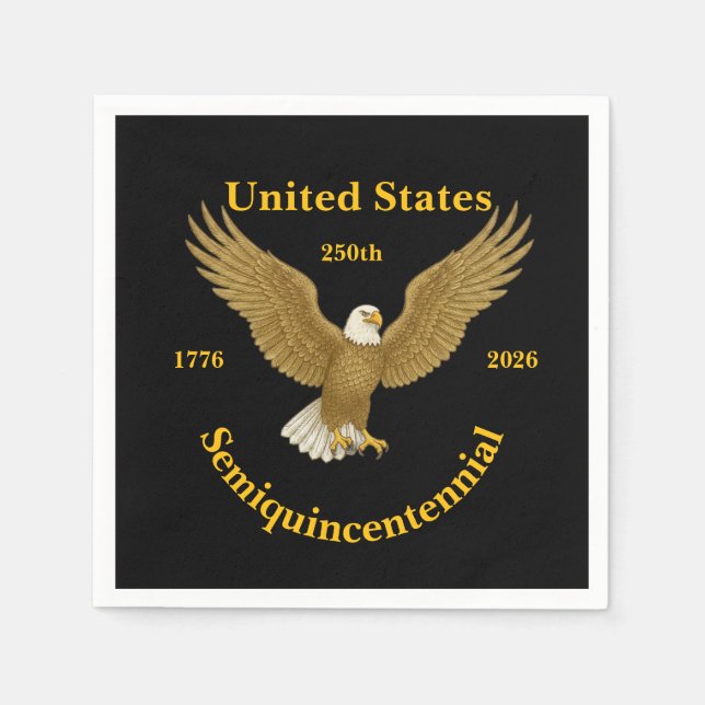 USA 250 Black Elegant Paper Cocktail Napkins Pappersservett (Framsidan)