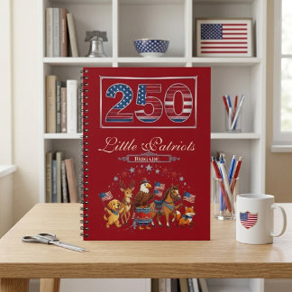 USA 250 Djur Lilla Patrioter Brigad Läxor Anteckningsbok