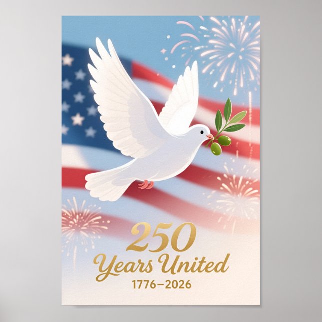USA 250 Duva Patriotisk 1776–2026 Poster (Framsidan)