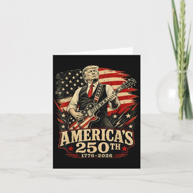 Usa 250:e gitarrspelande 4:e juli 250-årsjubileum kort (Framsida)