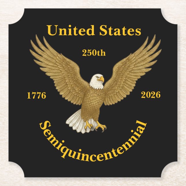 USA 250 Elegant Black Paper Coasters Underlägg Papper (Framsida)