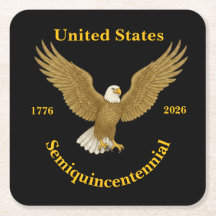 USA 250 Elegant Black Paper Coasters