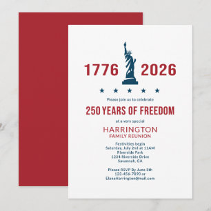 USA 250 Familjeåterträff 1776 2026 Patriotisk Inbjudningar