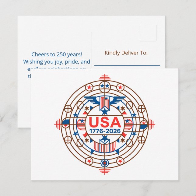 USA 250 HELG VYKORT (Fram/baksida)