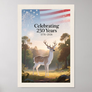 USA 250 Hjort Patriotisk 1776–2026 Poster