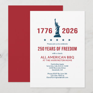 USA 250   Klassisk All Amerikansk BBQ-firande Inbjudningar