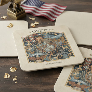 USA 250 Liberty Art Nouveau Mönster Ram ID1302 Underlägg Papper Kvadrat