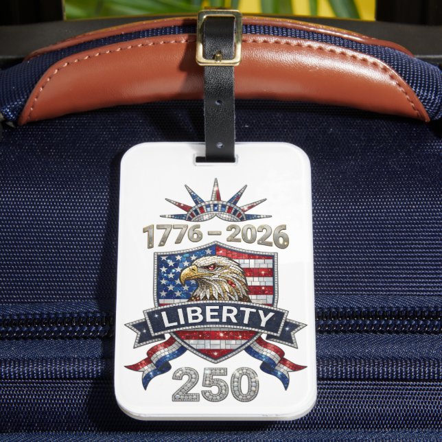 USA 250 Liberty Eagle 1776–2026 Rhinestone Stil Bagagebricka (Framsida Insitu 2)