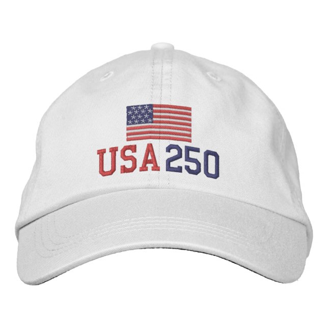 USA 250 - med amerikansk flagga Broderad Keps (Framsida)