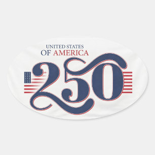 USA 250 ovala patriotiska klistermärken 