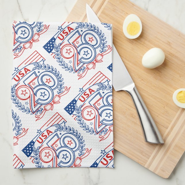 USA 250 Patriotic Anniversary Emblem Design Kökshandduk (Vikt i Fjärdedel)