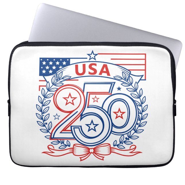USA 250 Patriotic Anniversary Emblem Design Laptop Fodral (Framsidan)