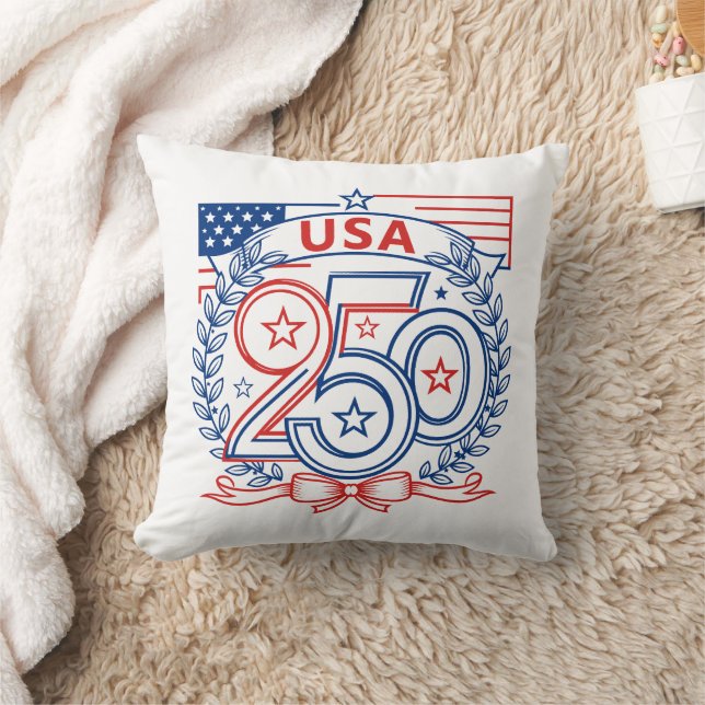 USA 250 Patriotisk Jubileumsemblem Design Kudde (Filt)