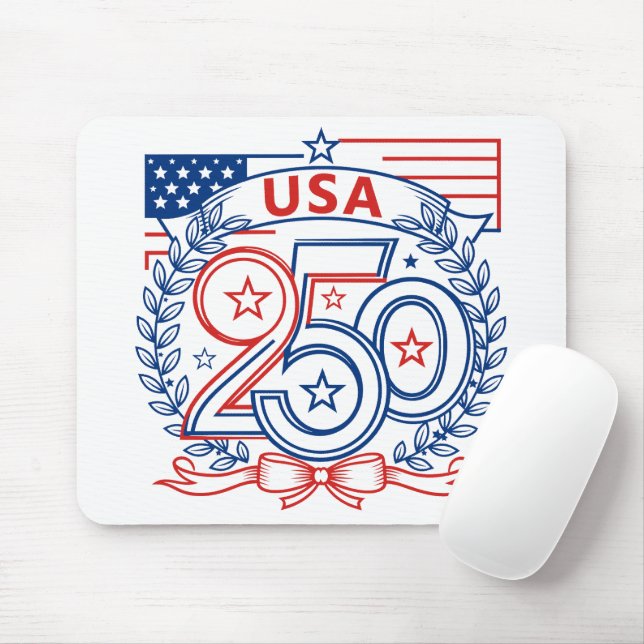 USA 250 Patriotisk Jubileumsemblemdesign Musmatta (Med mus)