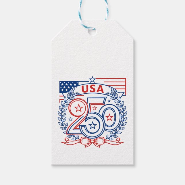 USA 250 Patriotisk Jubileumsemblemdesign Presentetikett (Framsidan)
