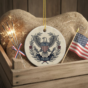 USA 250 Patriotiska Örnarvet Motiv Crm ID1299 Julgransprydnad Keramik