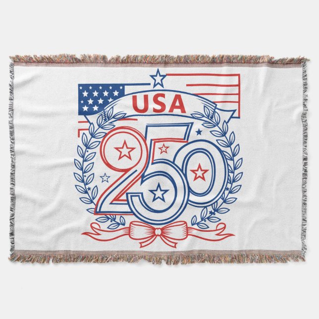 USA 250 Patriotiskt Jubileumsemblem Design Filt (Framsidan)