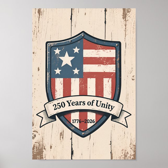 USA 250 Rustik Märke 1776–2026 Patriotisk Poster (Framsidan)