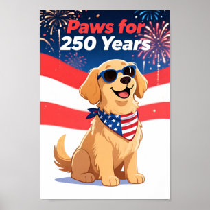 USA 250 Tassar för 250 år rolig hund patriotisk Poster
