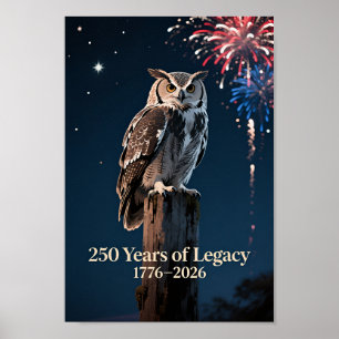 USA 250 Uggla Patriotisk 1776–2026 Poster