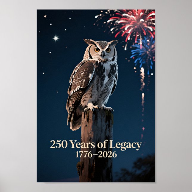 USA 250 Uggla Patriotisk 1776–2026 Poster (Framsidan)