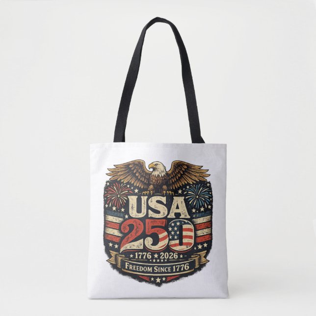USA 250 Vitkalv 1776-2026 Patriotisk Handväskor Tygkasse (Framsida)