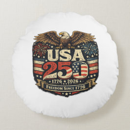 USA 250 Vitkalv Frihet 1776-2026 Kudd Rund Kudde