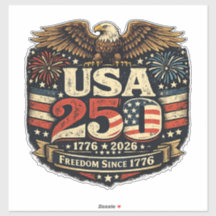 USA 250 Vitklöverörn 1776-2026 Patriotisk Klisterm