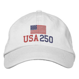 USA 250 - with American Flag Broderad Keps